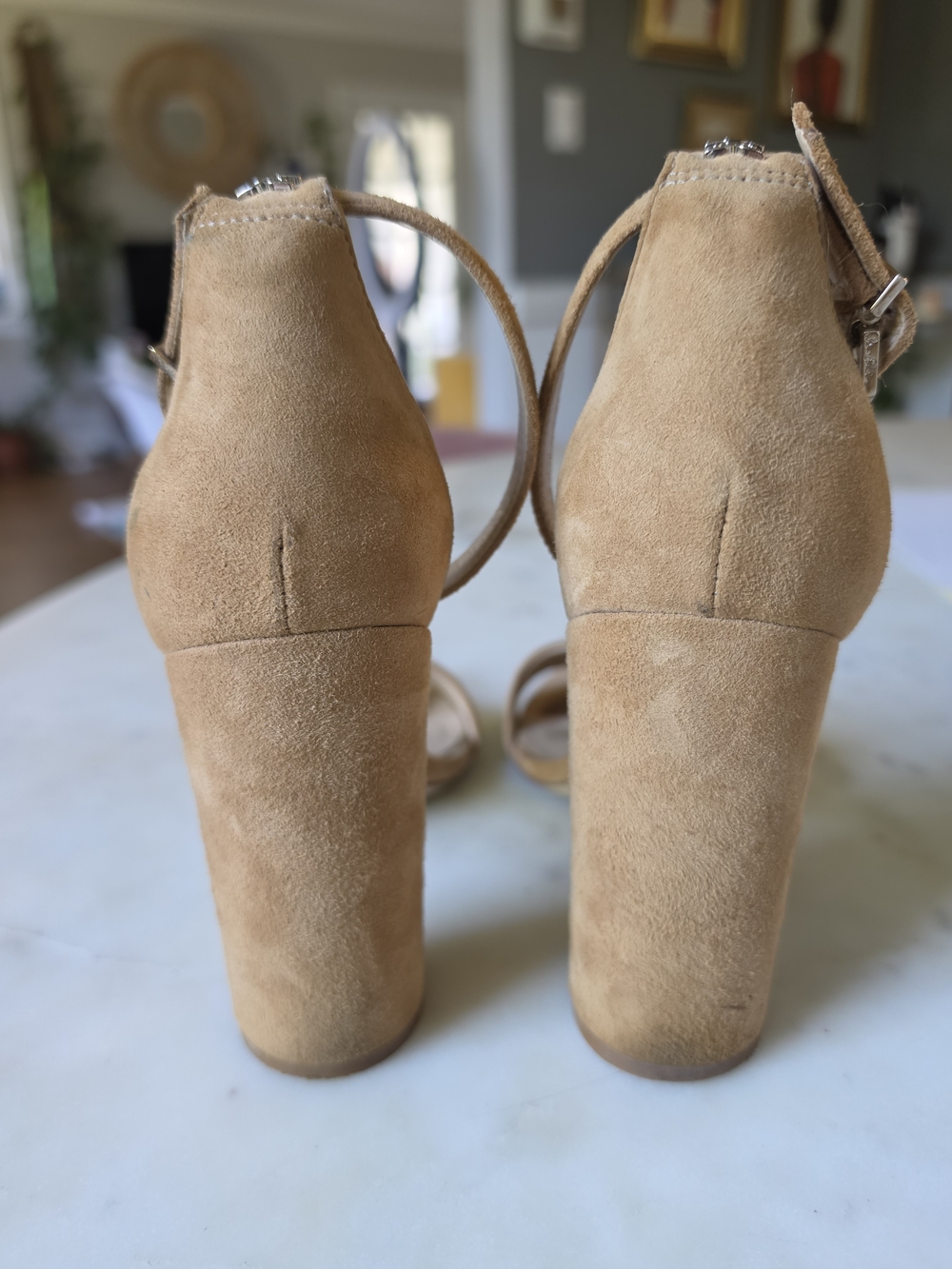 Sam Edelman Tan Suede Block Heel Sandals Size 7.5 - Picture 4 of 6
